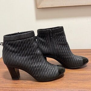 Chanel Woman’s Black Quilted Ankle Boot with Side Zipper. Size 38.